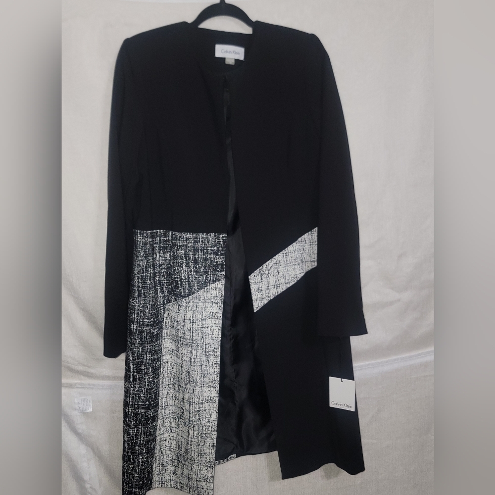 Calvin Klein Black and White Textured Coat